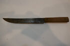 Vintage  Wood Handled 12 1/2 inch  Butcher or Kitchen Knife carbon steel blade