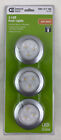 New Commercial Electric 3 Pack LED Puck Lights - Silver Battery Operated Y4