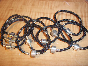 Lot of 10 BLACK Leather braided European Bracelets approx 6