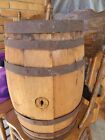 New ListingAntique Wooden Barrel/ Metal Bands 22 Inch Tall. Closed Both Ends Wt All Plugs