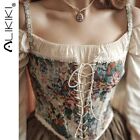 French Vintage Corset Tops To Wear Out Sexy Floral Bustier Crop Top Tank Lace Up