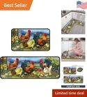 Premium Farmhouse Rooster Kitchen Rug Set - Sunflower Design - 2 Mats - Washable