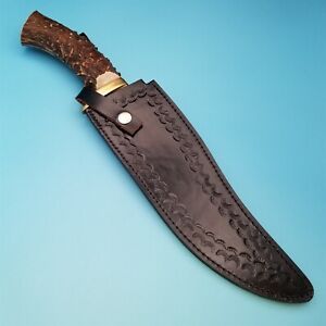 Knife Sheath Fixed Blade Black Leather Large Bowie 15