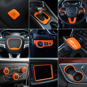 14pcs Interior Decoration Cover Trims for Dodge Challenger/Charger 2015+ Orange
