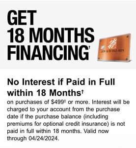 Home Depot Coupon - 18 Months Financing w/HD Card In Store & Online Exp 4/24