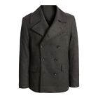 Nordstrom Mens Regular Fit Double Breasted Felted Peacoat | DARK CHARCOAL SZ M