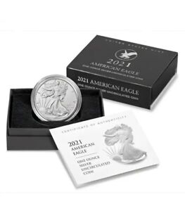 2021 W $1 American Burnished Silver Eagle (TYPE 2)  Coin OGP  21EGN