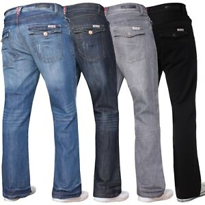 Mens Bootcut Jeans Wide Leg Flared Denim Trousers Casual Work Pants All UK Sizes