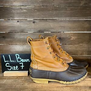 Womens LL Bean Brown Leather Vintage Waterproof Maine Winter Duck Boots Size 7 M