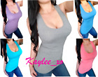 Sexy Low-cut Women's Racerback Summer Fitted Sleeveless Solid Tank Top Shirt SML