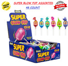 CHARMS SUPER Blow Pop, Assorted Flavors, Bubble Gum Filled Lollipops (48 Count)