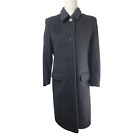 Albert Nipon Minimalist Classic Wool Cashmere Black Long Button Up Coat