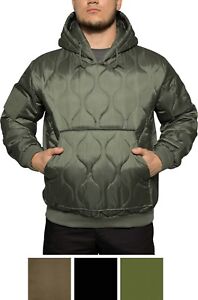Quilted Woobie Hooded Sweatshirt Lightweight Warm Military Poncho Liner Hoodie