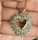 3 CT Round Cut Diamond Heart Pendant 14K Yellow Gold Over Necklace Valentine