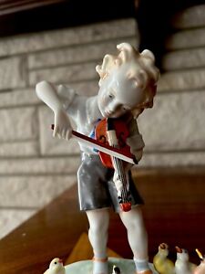 New ListingMetzler & Ortloff Porcelain Figurine Germany Mother’s Day Boy, Violin, Ducks