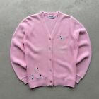 Vintage 70s Golf Cardigan Sweater Mens Size M Pink Orlon Acrylic Knit Grandpa
