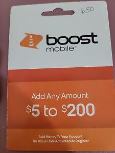 TWO $50 BOOST MOBILE RE-BOOST PREPAID CARDS - Codes Sent Or Cards Mailed