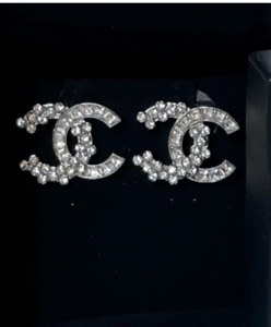 Chanel CC Logo Silver Round and Begets Stud Earring