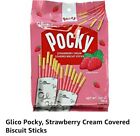 GLICO POCKY STRAWBERRY CREAM COVERED BISCUIT STICKS 3.81oz 9 PACKS A BAG