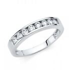 14k Solid White Gold Channel Set 0.75 Ct Lab Created Diamond Wedding Band Ring