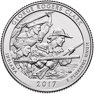 2017 D George Rogers Clark NP Quarter.  Uncirculated From US Mint roll.