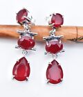 Red Emerald 925 Sterling Silver Gemstone Handmade Jewelry Unique Earring S-1.50