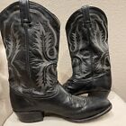 Vintage Tony Lama Cowboy Western Boots Black Leather Mens Size 13 D