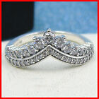 Authentic 100% 925 Sterling Silver Princess Wish Crown CZ Ring Size 5 6 7 8 9