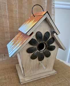 New The Spring House Wood with Metal Roof Rustic Bird House