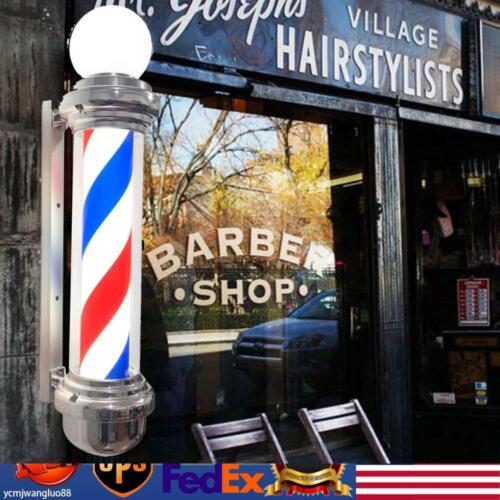 New ListingBarber Shop Pole Rotating Light Hair Salon Red/Blue/ White LED Stripes Sign Lamp