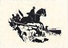 2 Vintage Silhouette Cameo Horse Prints, Hunt Scene, Horses and Carriage
