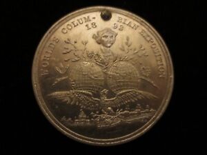 1893 Two Medal Set Joined With a Pin - World's Columbian Expo, Aluminum, 44mm