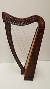 Tall Celtic Irish Rose Harp 22 Strings Solid Wood with Metal Levers - Bag -Extra