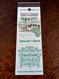 Vintage Matchbook: Ridgemoor Country Club, Norwood Park, Chicago, IL