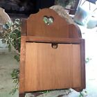 Vintage Wooden Hanging Display Wall Shelf/With Cut Out Heart Pull Out Cubby