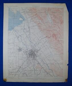 Vintage 1913 USGS Topo Map San Jose California  16.5 X 20