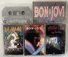 Lot of 5 Heavy Metal Rock Bon Jovi Motley Crue Poison Def Leppard Cassette Tapes