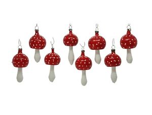 8 VINTAGE BLOWN GLASS MUSHROOMS / Fly agaric  (# 14549)
