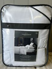 Threshold Full/Queen Hotel Border Frame Comforter Set White 100% Cotton Sateen