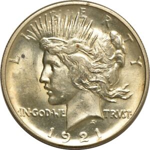 1921 Silver Dollar PEACE, HIGH RELIEF, AU ++, C00068640