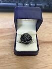 King Baby Studios Queen Baby Black Zirconia Rose Ring In Sterling Silver Size 8