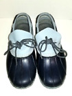 LL Bean Women Size 7M Boots Moc Rubber Rain   Shoes Low Top Blue Leather Slip On
