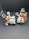 Fitz and Floyd Christmas Snow Days Salt And Pepper Shakers
