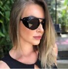 Men Women's Sunglasses Fashion Steampunk Gothic Goggles Retro Leather Side Round