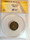 New Listing1909-S INDIAN CENT ANACS VG 10 NICE SMOOTH BROWN COIN KEY DATE