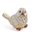 Package of 4 Champagne Glittered Bird Decorative 2-3/4