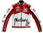 Men Vintage Racing Marlboro Leather Jacket Rare Motorcycle Biker Leather Jacket