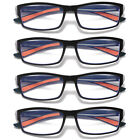 4 PK Mens Unisex Blue Light Blocking Reading Glasses Black White Frame Readers