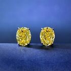 2Ct Oval LabCreated Yellow Diamond Solitaire Stud Earrings 14K White Gold Plated