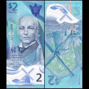 Barbados 2 Dollars, Polymer, 2022 New, P-80, UNC